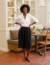 Load image into Gallery viewer, F&amp;E Grace Eyelet Midi Skirt in Black
