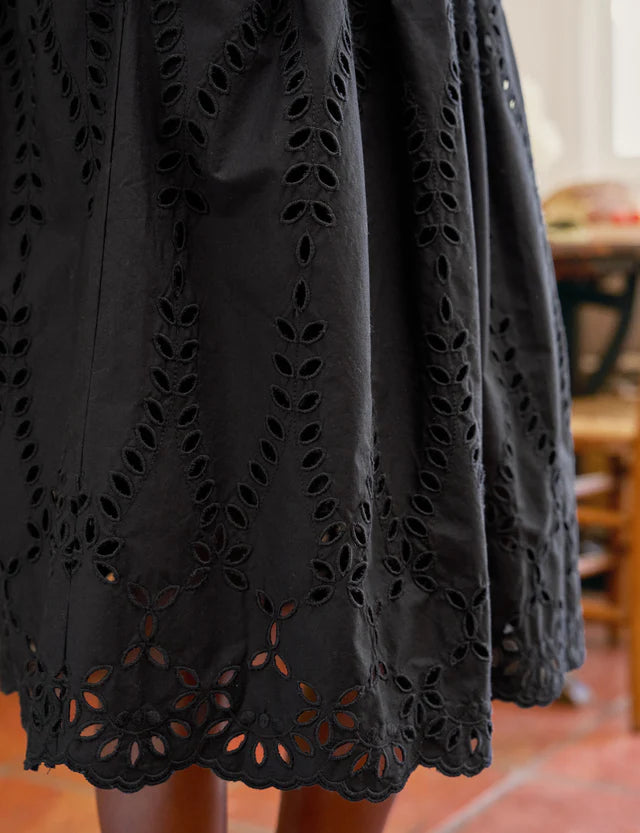 Frank &amp; Eileen Grace Eyelet Midi Skirt In Black