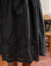 Load image into Gallery viewer, F&amp;E Grace Eyelet Midi Skirt in Black
