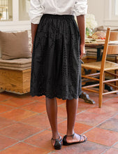 Load image into Gallery viewer, F&amp;E Grace Eyelet Midi Skirt in Black
