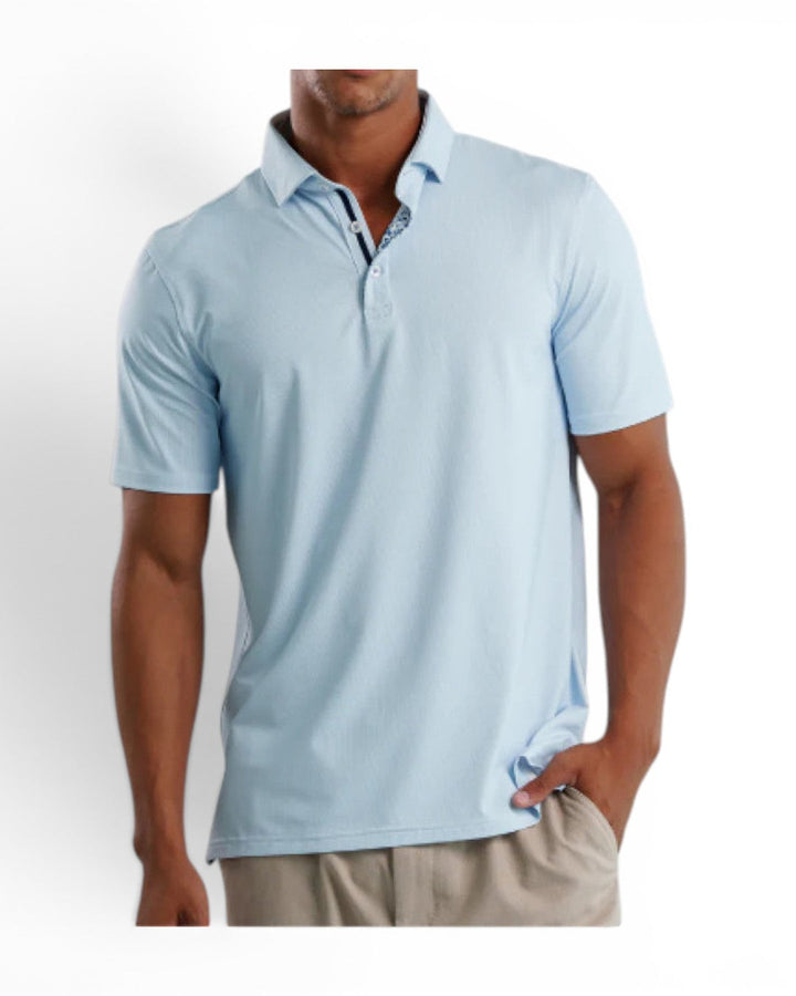 Stone Rose Birdseye Polo In Light Blue