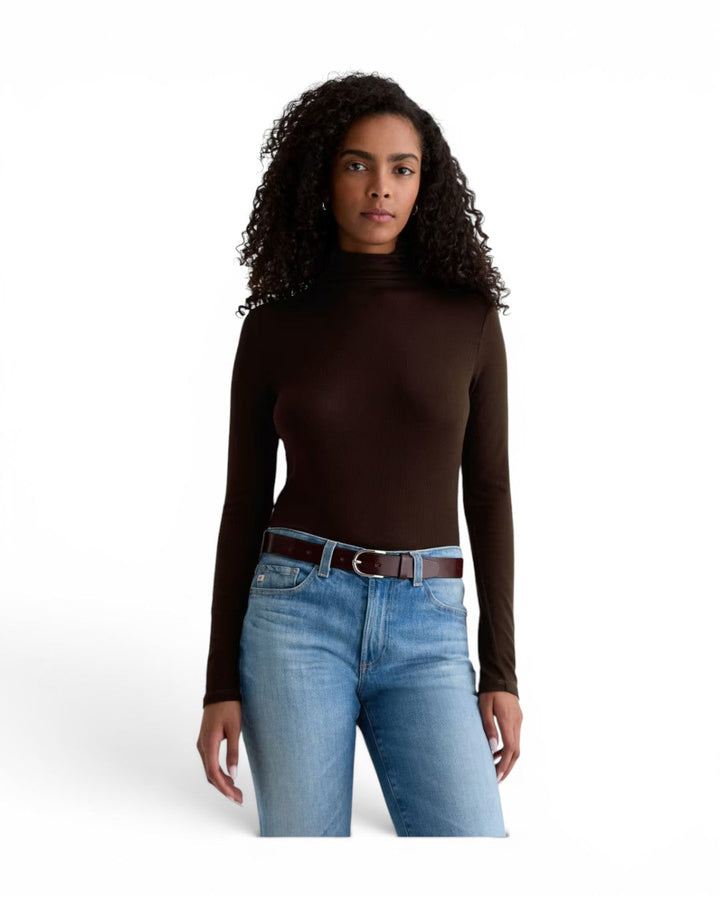 Ag Chels Slim Turtleneck In Coffee Bean