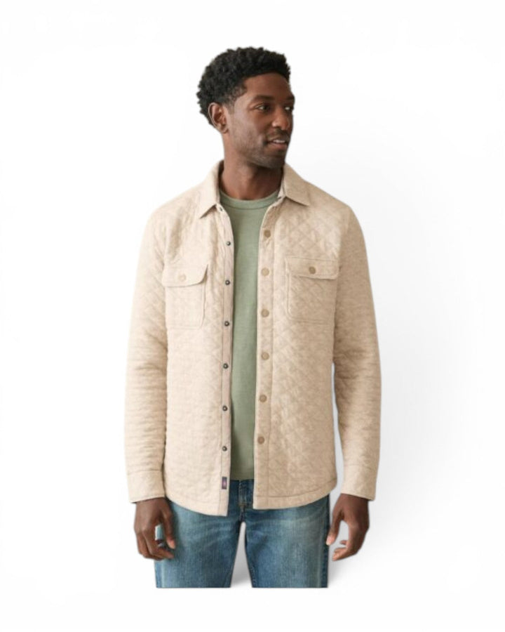 Faherty Epic Quilted Fleece Cpo In Oatmeal Melange