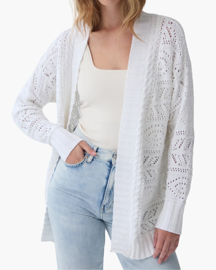 Autumn Cashmere Tile Stitch Duster In Bleach White