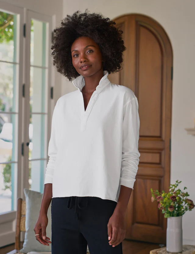 Frank & Eileen Jersey Popover Henley in White