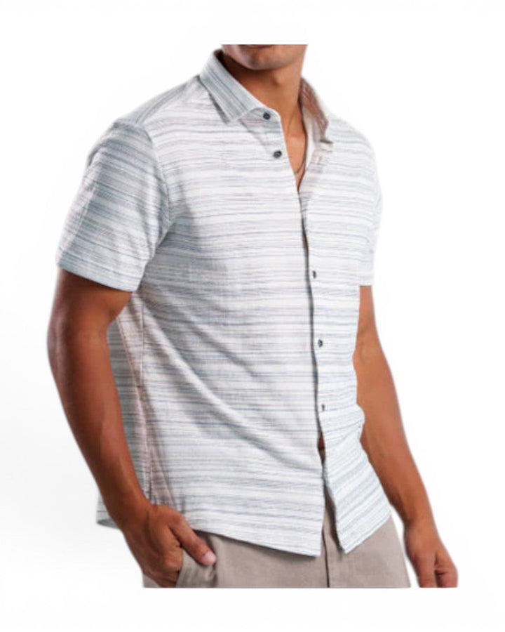 Stone Rose Twilight Terry Shirt In Horizon Pinstripe