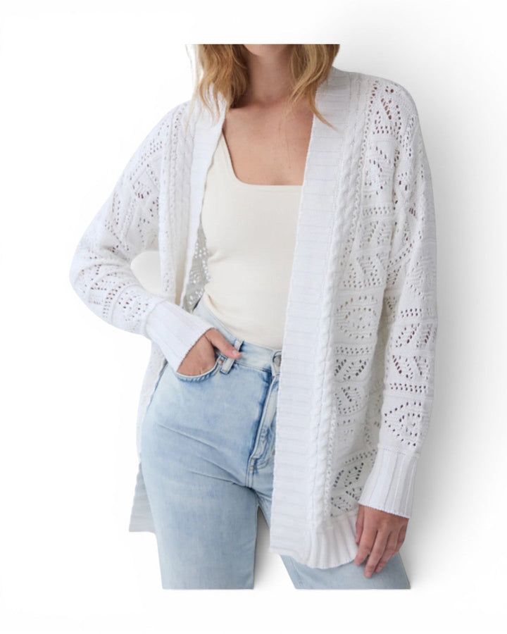 Autumn Cashmere Tile Stitch Duster In Bleach White