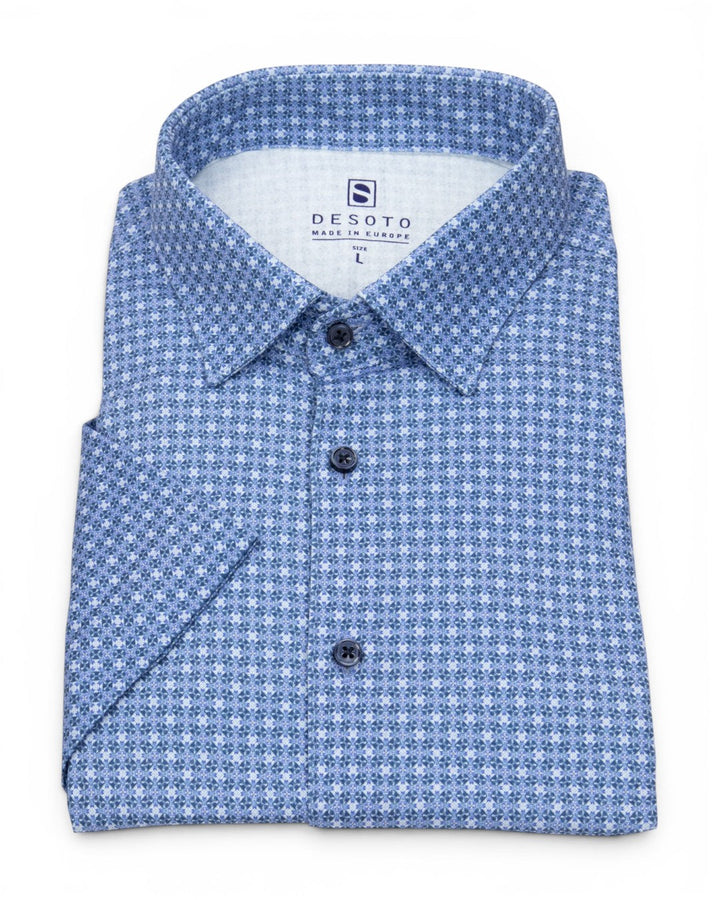 Desoto S/S Jersey Shirt In Blue Print