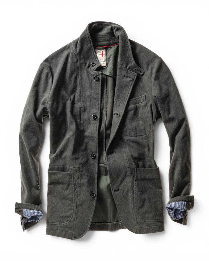Relwen Moleskin Trap Blazer In Char Loden