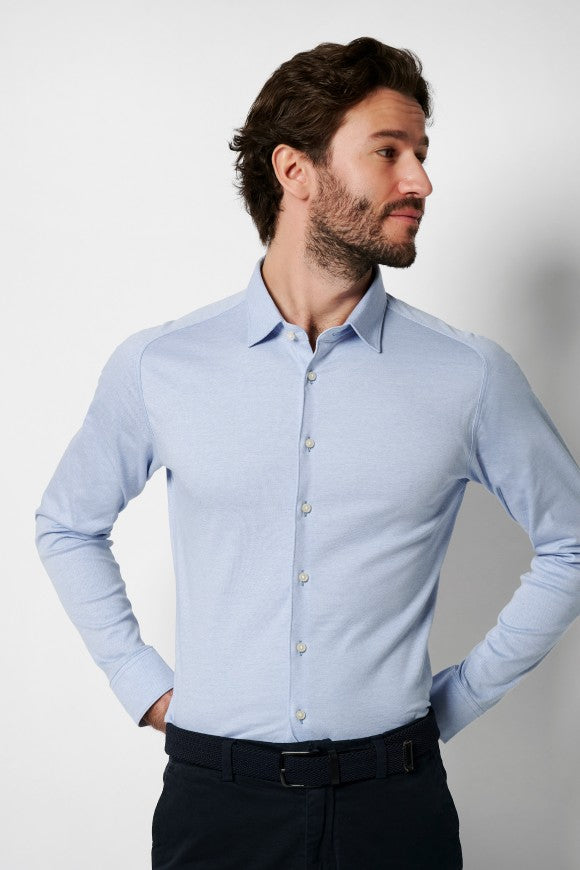 Desoto Pique Long Sleeve In Light Blue