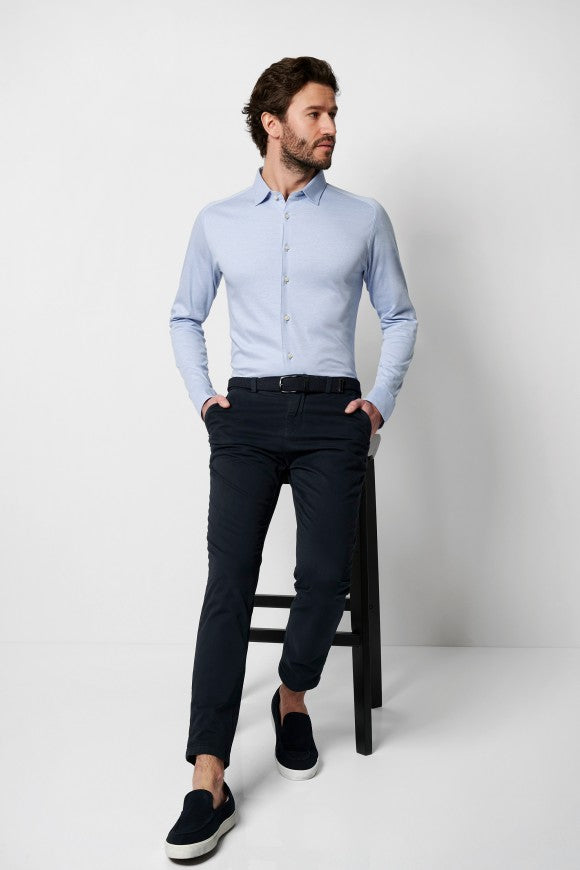 Desoto Pique Long Sleeve In Light Blue