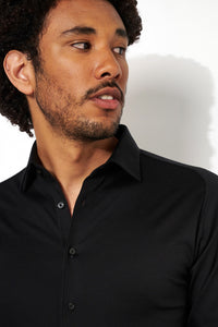 Desoto Pique LS Shirt in Black