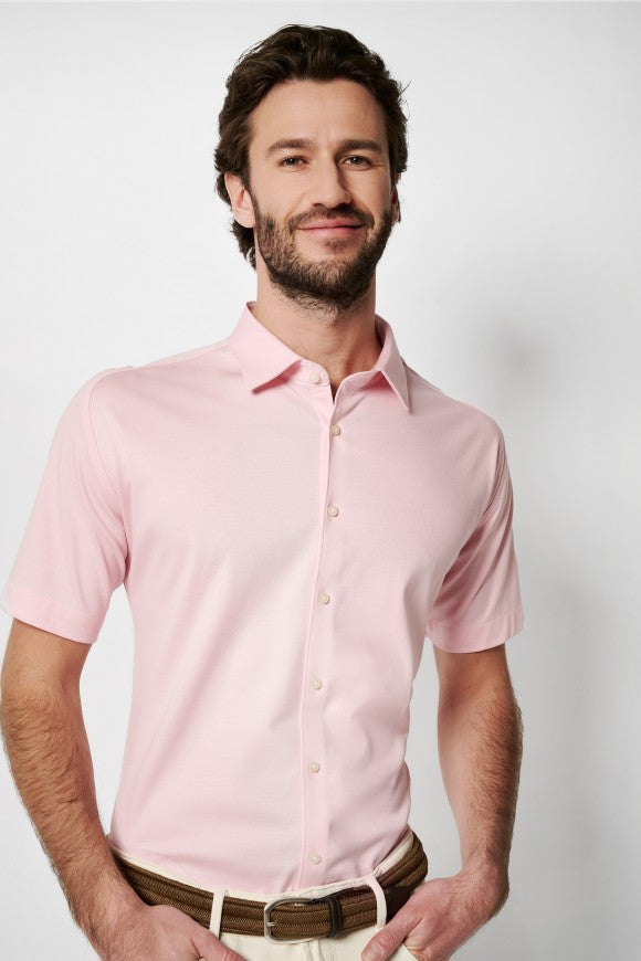 Desoto Ss Pink Solid Knit Shirt