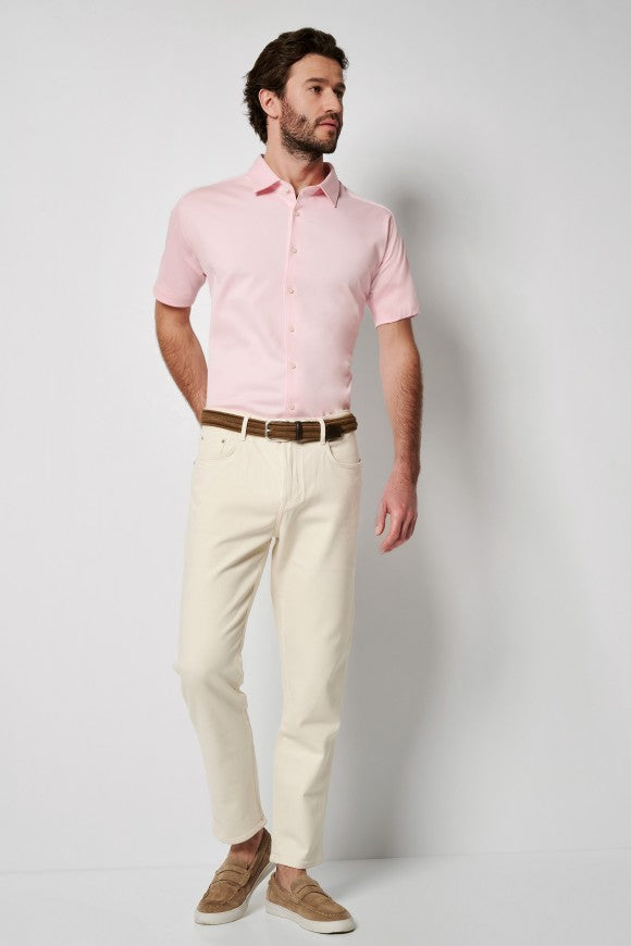 Desoto Ss Pink Solid Knit Shirt