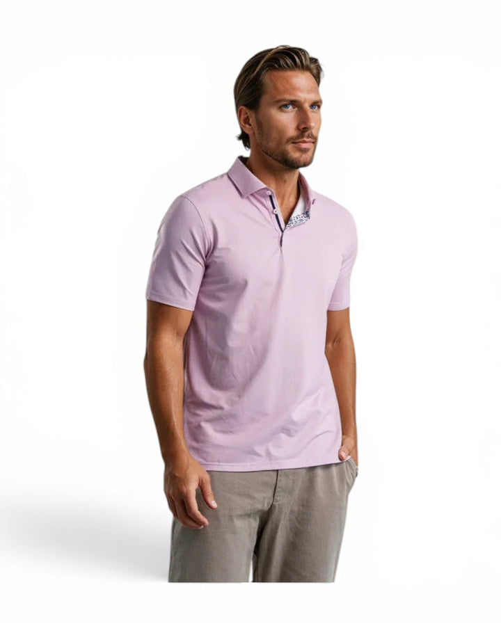 Stone Rose Birdseye Polo In Pink