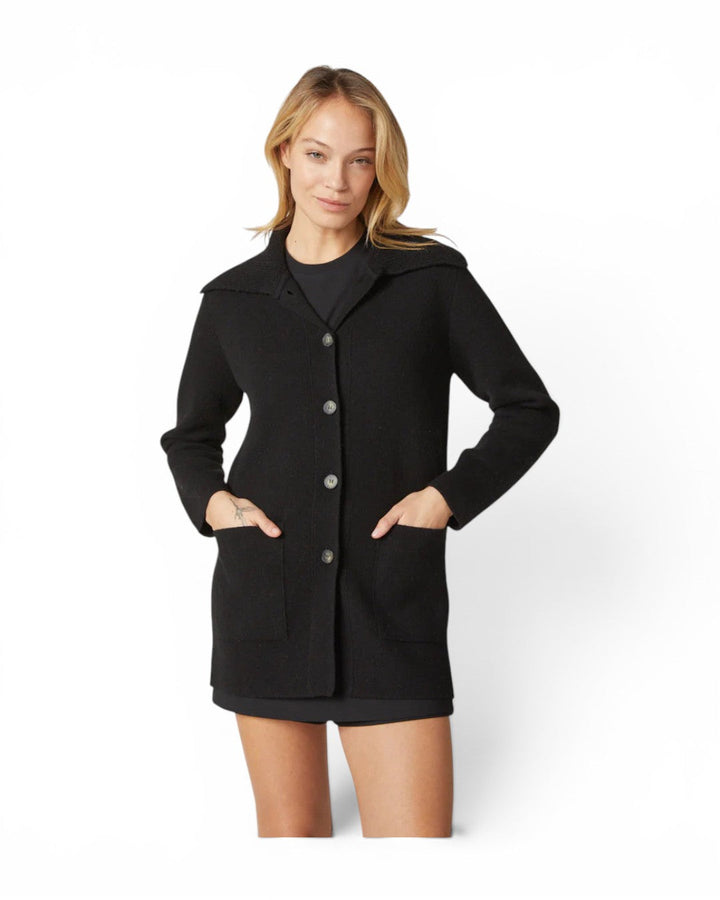Kokun Wide Collar Car Coat In Black
