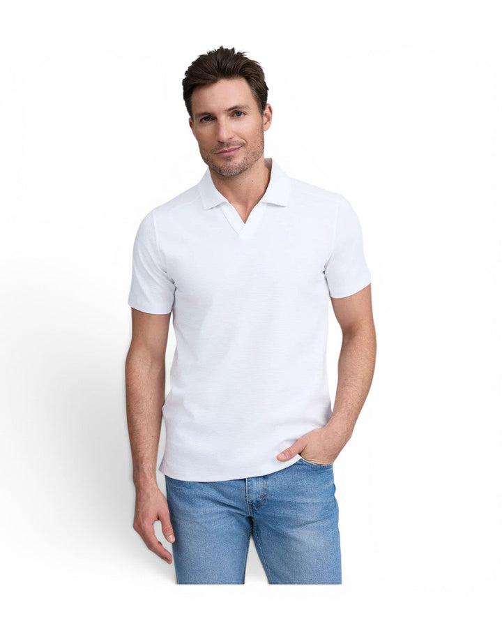 Raffi Silvio Textured Polo In White