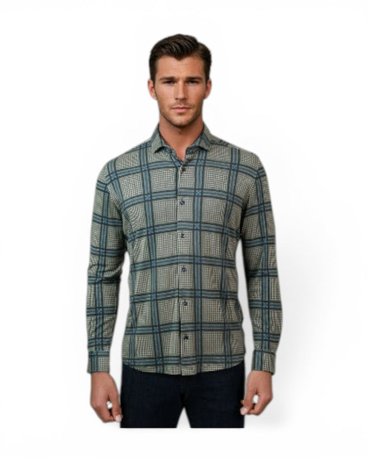 Stone Rose Rover Clubhouse Glen Check Shirt In Medium Blue