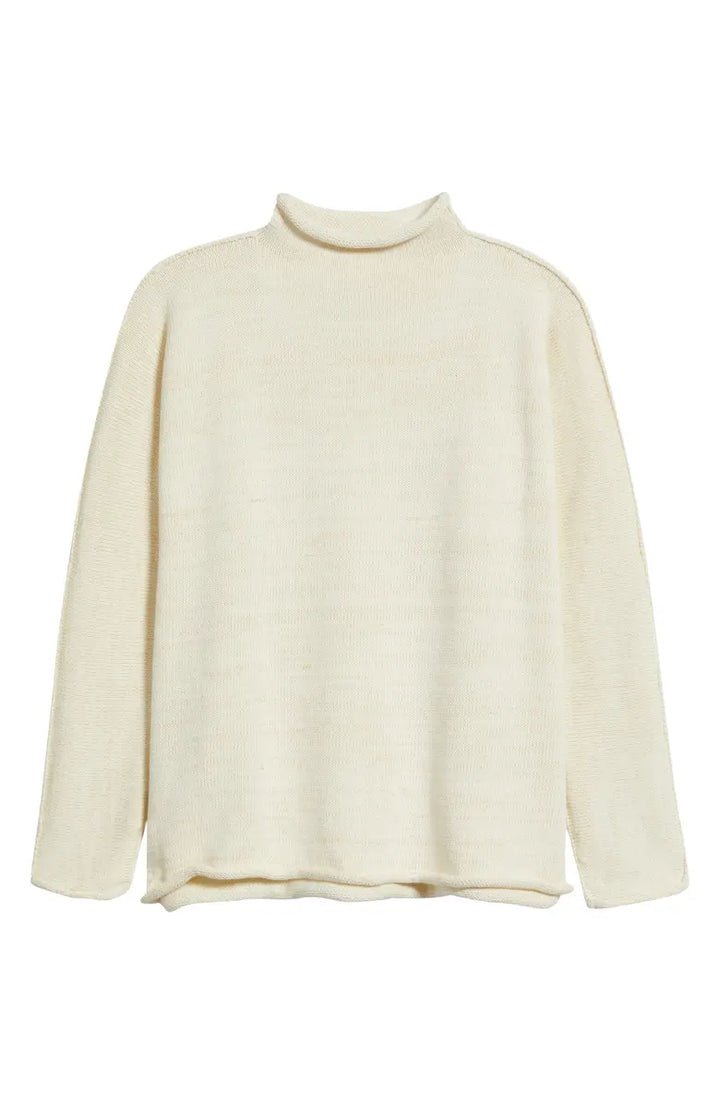 Frank &amp; Eileen Monterey Rolled Funnel Neck Sweater In Cream And Gold Glitter