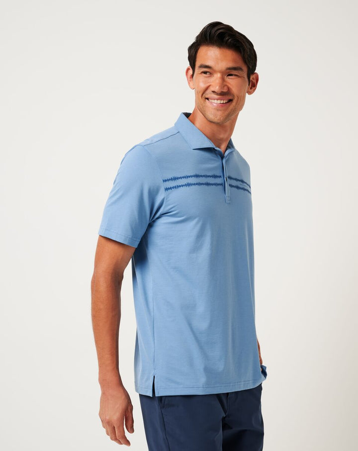 Travis Mathew Sunbeam Chest Stripe Polo In Pacific Coast