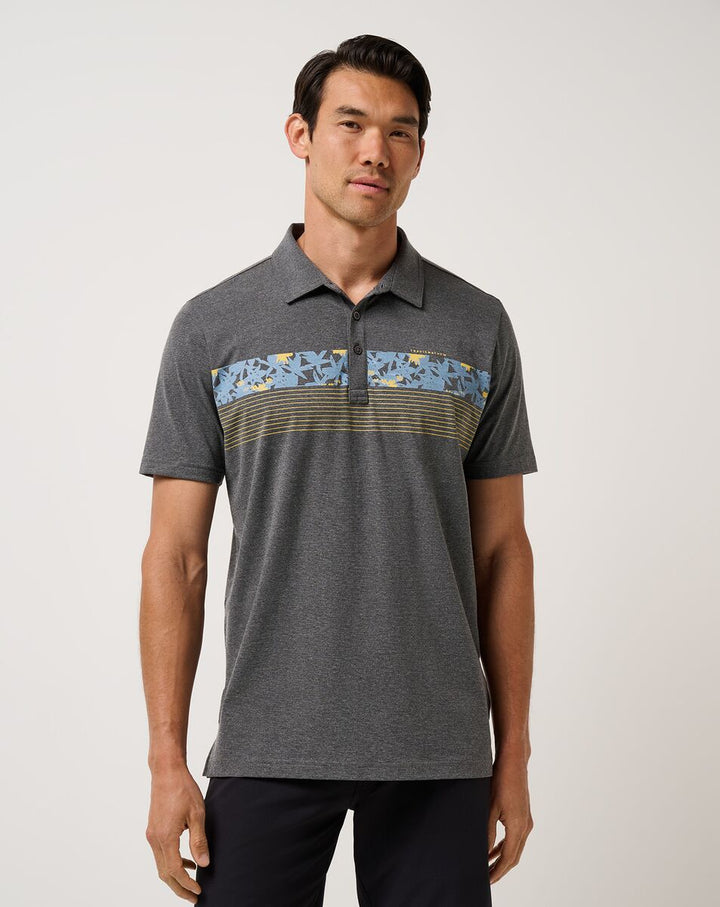 Travis Mathew Midnight Train Polo In Heather Black