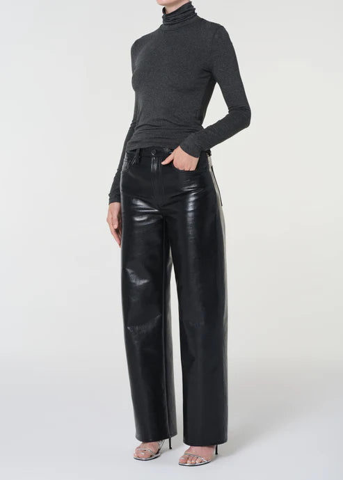 Agolde Pascale Turtleneck In Charcoal Heather