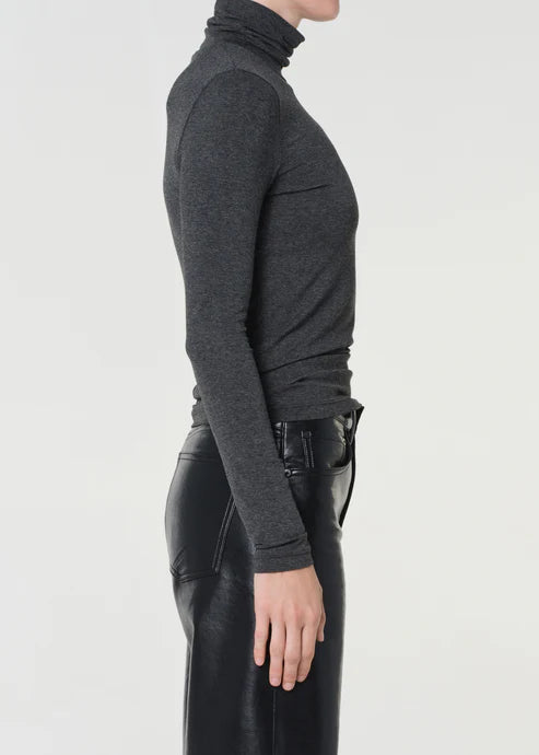 Agolde Pascale Turtleneck In Charcoal Heather