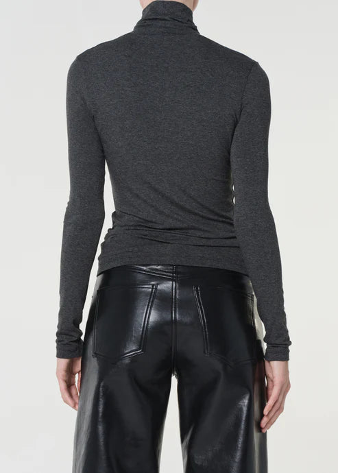 Agolde Pascale Turtleneck In Charcoal Heather