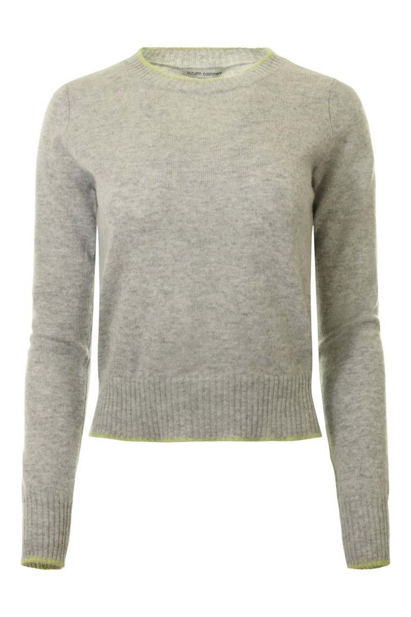 Autumn Cashmere Tipped L/S Crew In Grey