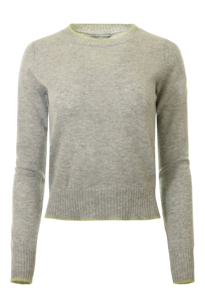 Autumn Cashmere Tipped L/S Crew In Grey