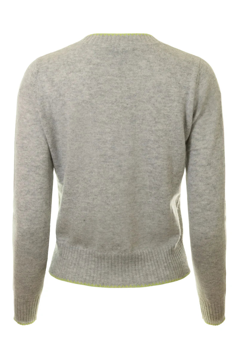 Autumn Cashmere Tipped L/S Crew In Grey