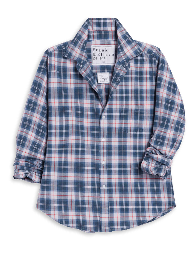 Frank &amp; Eileen Barry Tailored Button Up In Grey Red And Plaid