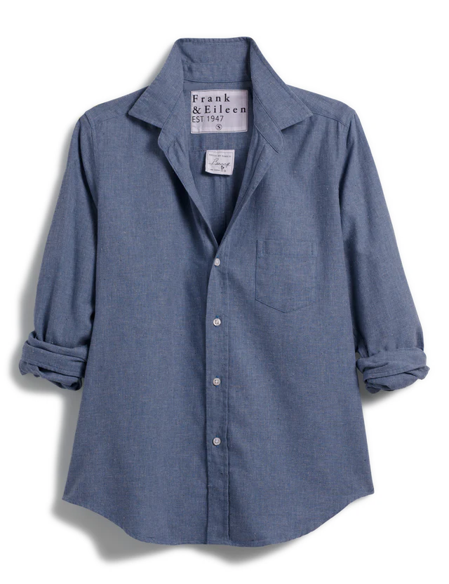 Frank &amp; Eileen Barry Shirt In Heathered Atlantic Blue