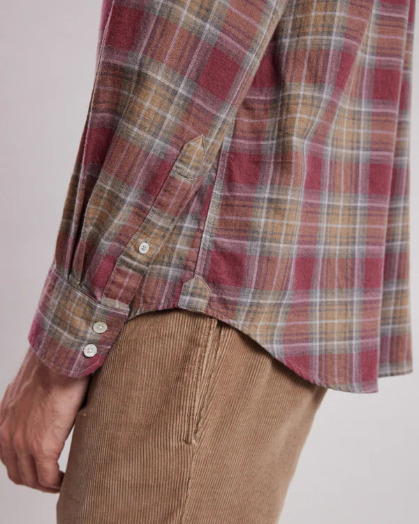 Hartford Plaid Flannel Shirt In Red &amp; Camel