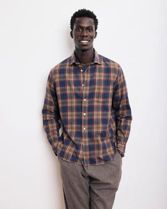 Hartford Woven Paul Shirt in Blue and Gold