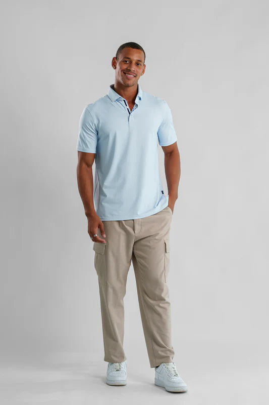 Stone Rose Birdseye Polo In Light Blue
