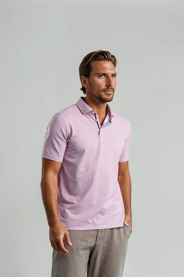 Stone Rose Birdseye Polo In Pink