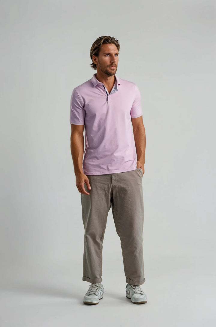 Stone Rose Birdseye Polo In Pink