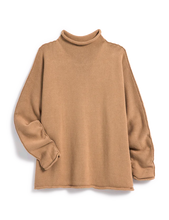 Load image into Gallery viewer, Frank &amp; Eileen Monterey Rolled Funnel Neck Sweater in Camel
