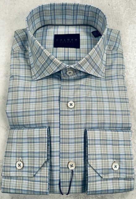 Calder Newport Twill Check In Sky Blue