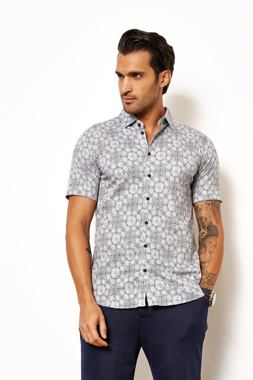 Desoto S/S Jersey Shirt In Black Swirl