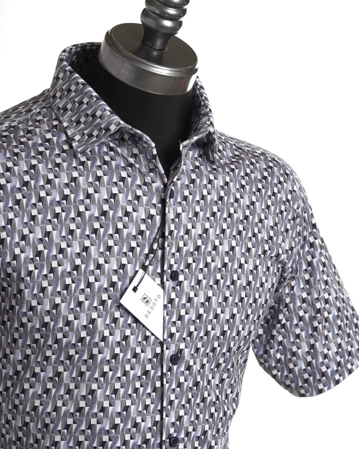 Desoto Ss Jersey Shirt In Geometric Print