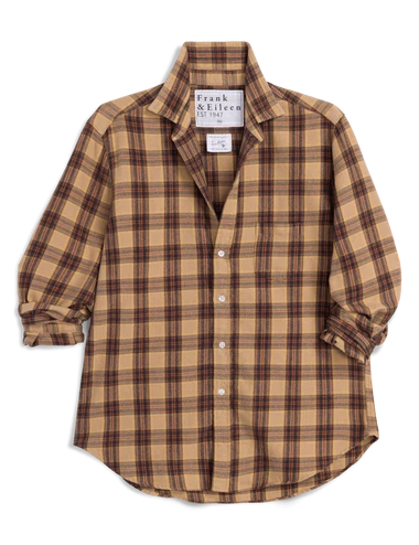 Frank &amp; Eileen Relaxed Button-Up Shirt in Gold Brown Black Plaid