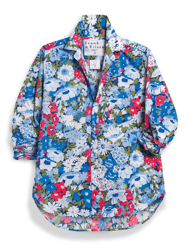 Frank &amp; Eileen Blue And Red Floral Button-Up
