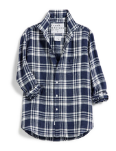 Load image into Gallery viewer, Eileen Relaxed Linen Button-Up in Navy/White Plaid
