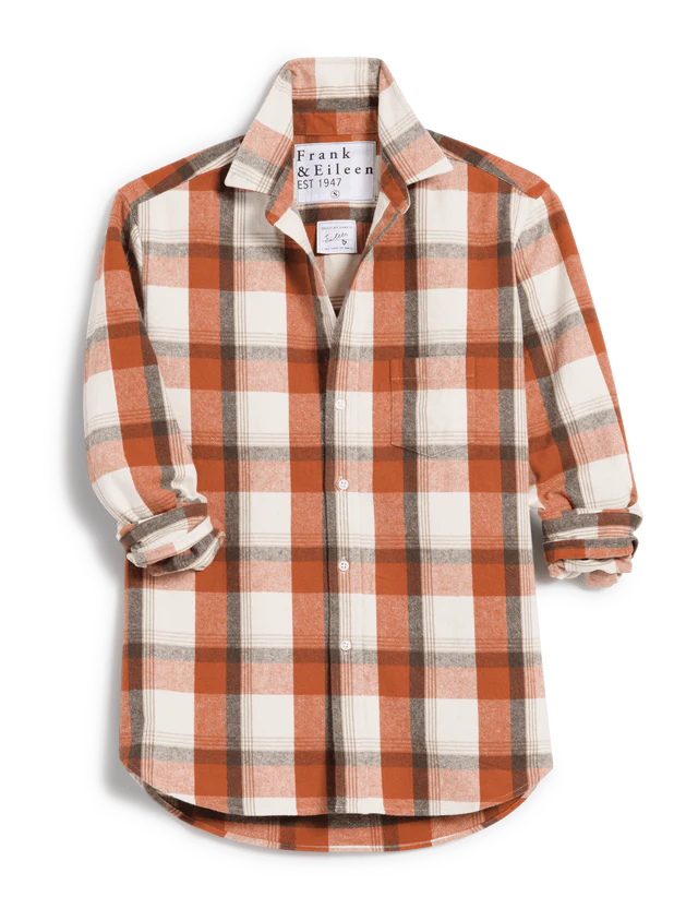Frank &amp; Eileen Relaxed Button-Up In Pumpkin And Brown Plaid