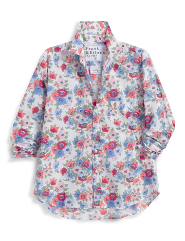 Frank &amp; Eileen Button-Up Shirt Pink Blue Flowers