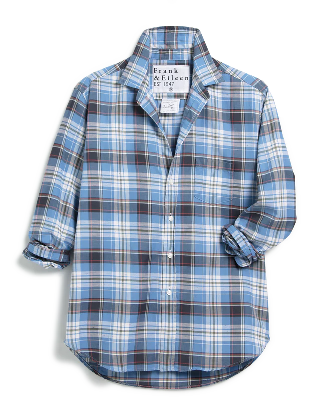 Frank &amp; Eileen Relaxed Button-Up In Slate Blue With Green And Red Plaid