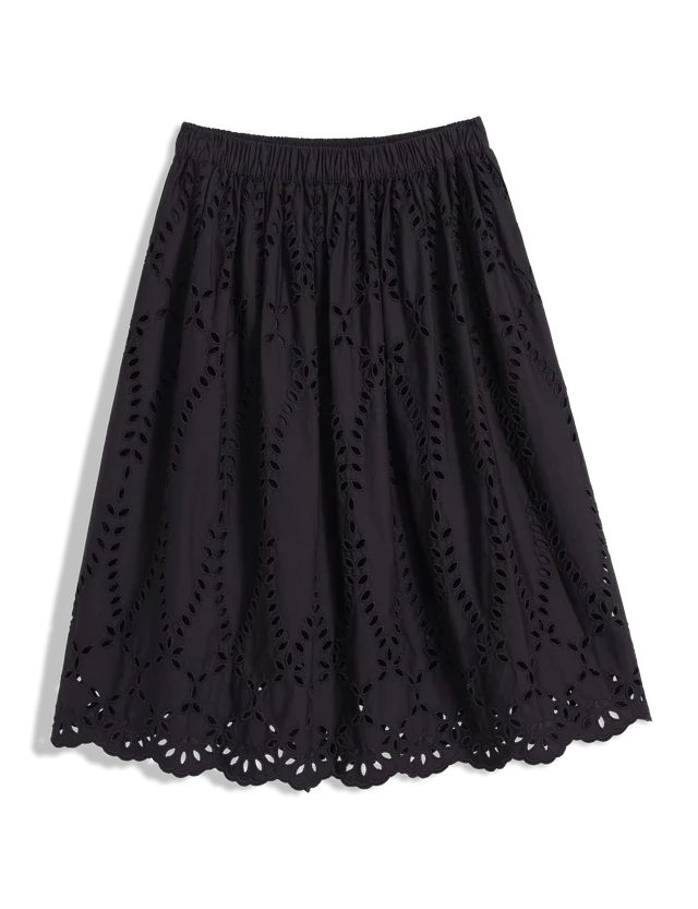 Frank &amp; Eileen Grace Eyelet Midi Skirt In Black