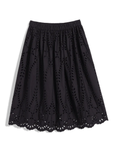 F&E Grace Eyelet Midi Skirt in Black